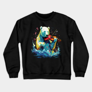 Polar Bear Playing Violin Crewneck Sweatshirt